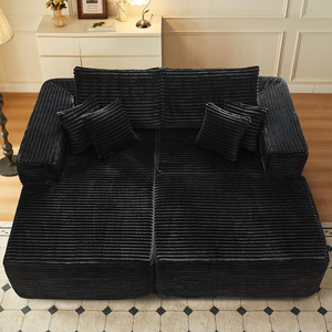 Canapé-lit double surdimensionné sans structure en velours côtelé, chaise longue de détente compressée pour chambre à coucher, mobilier d'intérieur - Product Image 4