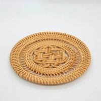 Handgefertigtes Rattan-Tischset Runde Tischmatte Telleruntersetzer Tischdekoration für Küche Hitzebeständiger Untersetzer Hochzeit Restaurant Zuhause