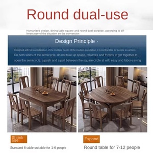 Song triều đại lấy cảm hứng từ gỗ đen rắn có thể mở rộng tối giản hiện đại phong cách trung quốc vuông hai mục đích thả lá bàn ăn - Product Image 2