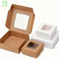 Boîte en papier kraft biodégradable personnalisée avec revêtement UV, gaufrage, doublure en éponge et fenêtre transparente pour cupcakes, pâtisseries et brownies