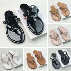 2026 Women's Indoor Bathroom Beach Sandals, Non slip Home <b>Slippers</b>, Leather Lined Fashionable Beach Flip Flops, PU Sandals - Product Image 1