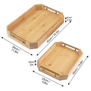 Bandeja Rectangular de Bambú, Juego de 2 Piezas, Color Natural, Multifuncional, Ecológica y Sostenible para Uso Alimentario - Product Image 6