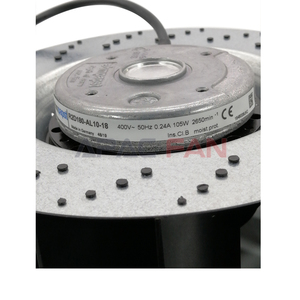 พัดลมแบบแรงเหวี่ยงสามเฟส R2D180-AL10-18 ขนาด 180 มม. 400VAC 2650 รอบต่อนาที 520CFM 140 วัตต์ ใบพัดโค้งไปข้างหน้า พร้อมตู้ควบคุม - Product Image 3