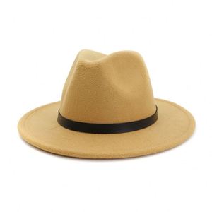 X3058 Chapeaux Fedora en Laine Unisexe pour Adultes, Casquettes en Feutre de Laine Classiques, Chapeau Fedora Borsalino à Large Bord en Feutre de Laine 100% - Product Image 1