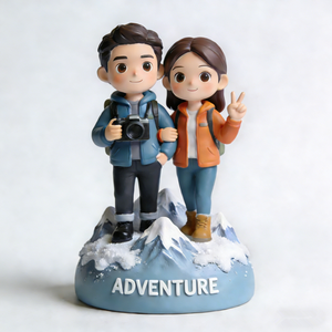 Bobblehead personnalisé en résine pour couples et amoureux sur le thème de l'aventure en <span class=keywords><strong>montagne</strong></span> enneigée - Product Image 1