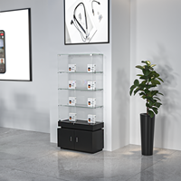 Vitrine en verre trempé pour magasin de téléphonie avec éclairage LED, 5 étagères, porte verrouillable pour magasin de détail, centre commercial