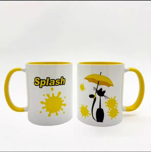 Mug en céramique pour café et thé au design contemporain, apparence personnalisable, intérieur et poignée colorés - Product Image 4