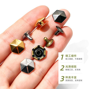 Clous hexagonaux de 10 mm, rivets en fer pour artisanat du cuir, accessoires vestimentaires, sacs à dos, ceintures, décorations - Product Image 1