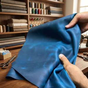 Vente en gros BS International BS135 Cuir véritable bleu brillant, feuille de cuir fendue, accessoires de décoration intérieure et d'artisanat, OEM ODM Animal - Product Image 1