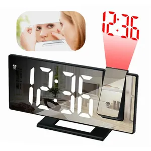 Led kỹ thuật số Đồng hồ báo thức chiếu Đồng hồ Trần với thời gian hiển thị nhiệt độ đèn nền snooze đồng hồ cho phòng ngủ nhà
