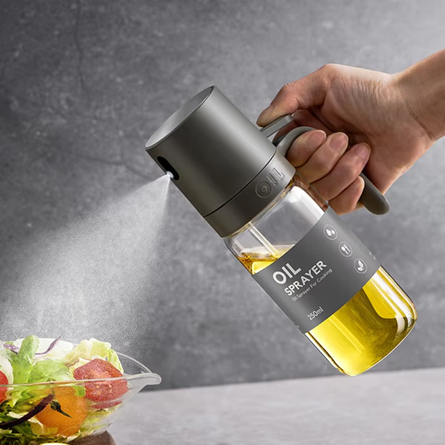 250 mL High Glass Oil Spray Bottle Modern Design Cooking Oil Dispensers Olive Oil Sprayer Mister for Air Fryer Salad Baking Tool