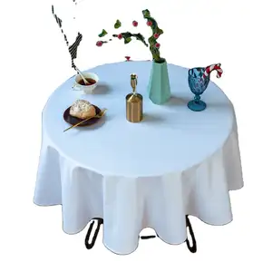 High Quality Wedding Celebration Party Rental Table Cloth 120 Inch White Round Polyester Tablecloth