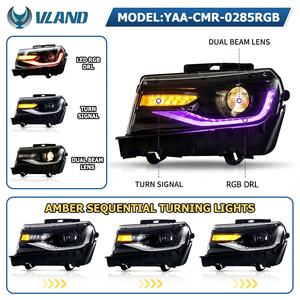Phares LED VLAND pour Chevrolet Camaro 5ème génération 2014-2015, facelift ZL1 LS SS 1LT, avec feux de jour LED RGB - Product Image 2