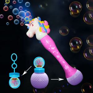 도매 남여 공용 Led 파티 지팡이 유니콘 버블 완드 장난감 어린이를위한 다채로운 라이트 업 플라스틱 버블 건 Animne 놀이 도구 선물 - Product Image 2