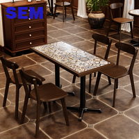 Ensemble de table carrée rétro américaine SEM et chaises en bois massif pour cafés, restaurants occidentaux, ensemble de salle à manger 4 chaises