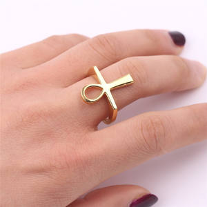 Ankh แหวนอียิปต์ข้ามกุญแจของของขวัญไนล์สำหรับผู้ชายผู้หญิงคลาสสิกแอฟริกาอียิปต์เครื่องประดับสีทอง - Product Image 4