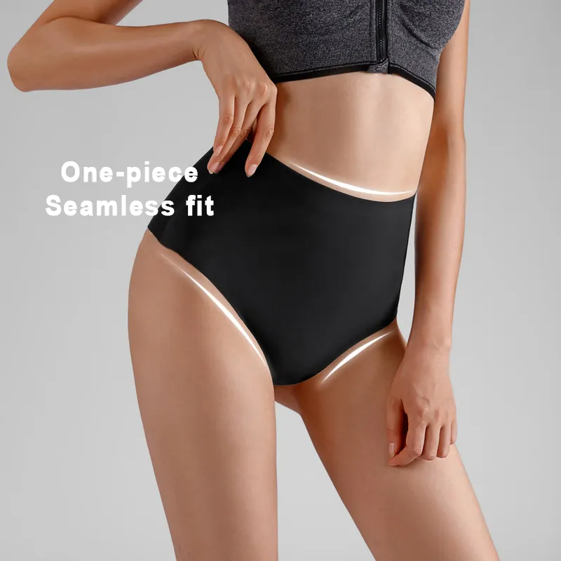 wholesale High waist plus size nylon custom logo ice silk sexy seamless panties thong underwear ladies lingerie for women