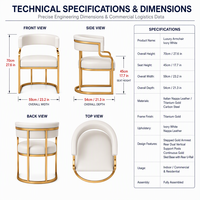 Fauteuil Zzl moderne avec structure en métal doré, revêtement en similicuir, accoudoirs incurvés, pour hôtel, bureau, réception, salon, espaces commerciaux
