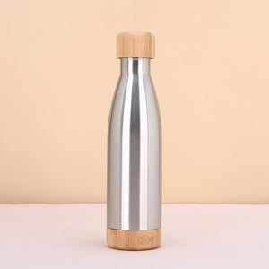 Eco Friendly Bamboo <b>Lid</b> Stainless Steel Water Bottle 500Ml <b>Reusable</b> Outdoor Sports Bottle - Product Image 4