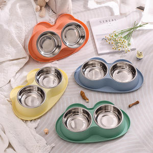 Comedero Doble para Perros, de Plástico Resistente y Acero Inoxidable, con Platos Extraíbles para Agua y Comida - Product Image 2