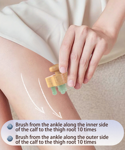 新着ローズクォーツジェイドコームナチュラルエコラックス木製ジェムストーンミニマッサージローラー - Product Image 4