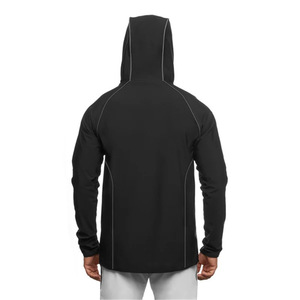 Felpa da <span class=keywords><strong>uomo</strong></span> con cappuccio termico e atletico con taschino sul petto con stampa solida allenamento allenamento sportivo muscolatura felpa per autunno tinta - Product Image 3