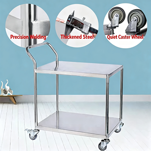 Carrito de Servicio Rodante de Acero Inoxidable de 3 Niveles, Carrito de Reparto de Alimentos Móvil con Ruedas Bloqueables, Grado Comercial para Restaurante - Product Image 4