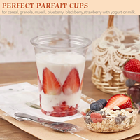 Gobelets jetables en plastique transparent pour desserts, petit-déjeuner, collations, parfait, flocons d'avoine et yaourt, avec couvercles à collation intégrés, pour aliments froids