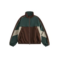 Veste coupe-vent en nylon colorblock anti-rétrécissement, style streetwear oversize, imperméable, col montant rétro années 90