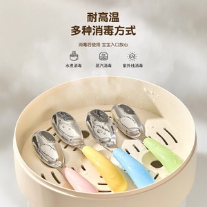 Cuillère en acier inoxydable 316 pour l'alimentation des bébés, ustensile épais de qualité alimentaire pour enfants de 0 à 12 mois - Product Image 1