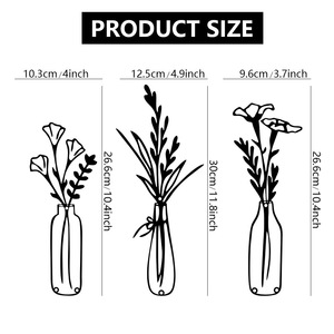 Juego de 3 Adornos de Pared de Flores de Metal Negro Minimalistas, Decoración Rústica Moderna para Sala de Estar, Baño y Dormitorio - Product Image 3