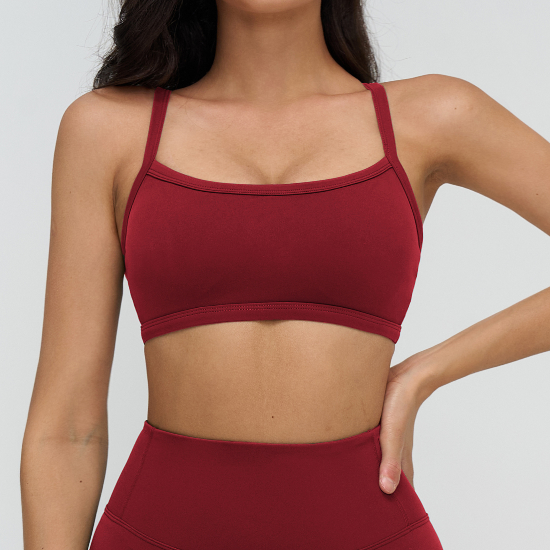 Yoga Bra Cross Square Neckline Fashion Sports Bra Workout Running Sports Bra Cloud Sense Breathable High-Support