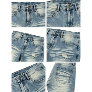 Pantalones vaqueros de estilo vintage con lavado sólido, efecto desgastado y bolsillos funcionales para un look urbano estilo punk y hip-hop. - Product Image 6