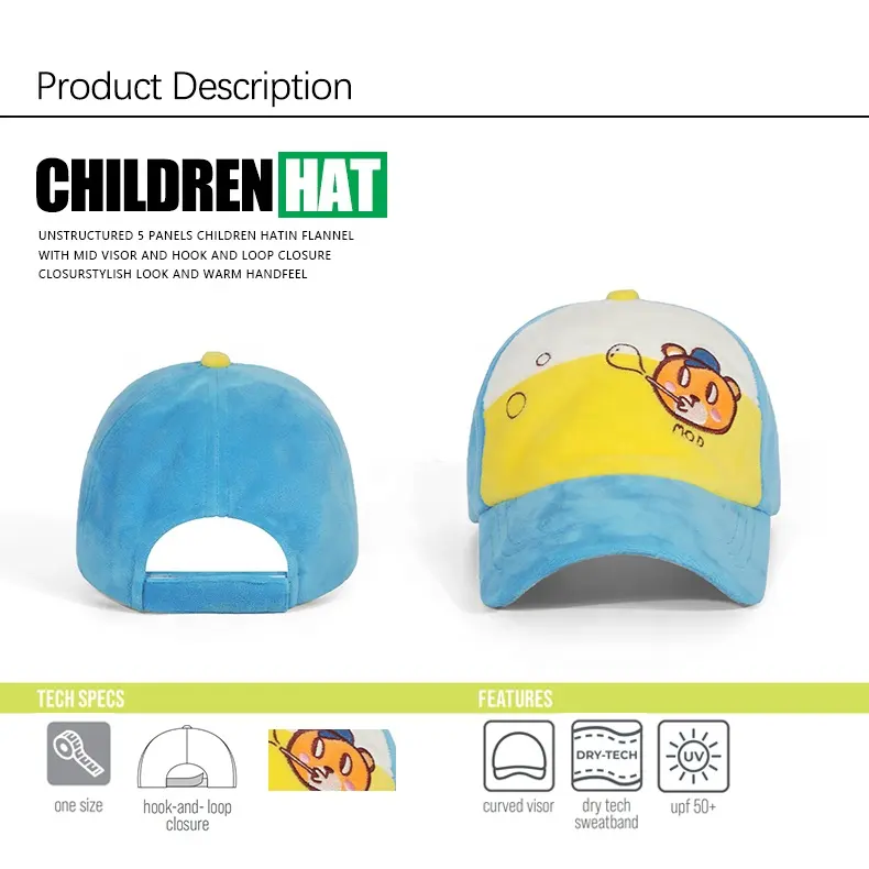 Boné de beisebol infantil com 5 painéis, boné de beisebol infantil com logotipo de viseira vintage personalizado em branco com cinco gorras de camurça