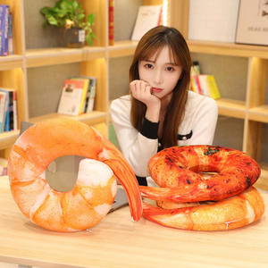 Factory Direct Großhandel Kreative Garnelen U-förmige Nacken kissen Plüsch Spielzeug Kissen Kissen Büro Mittagspause Schlaf kissen - Product Image 1