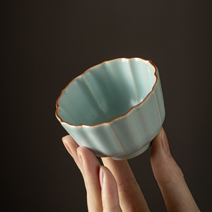 Tianqing Ru Kiln Master Cup Single <b>Teacup</b> Ceramic Ice Crack Pattern Kung Fu Tea Bowl Traditional Chinese Style - Product Image 2