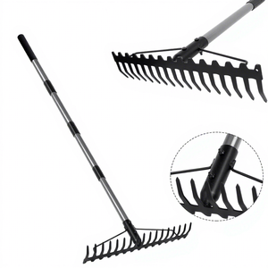 Rastrillo de Arco Reforzado de 5.4 Pies con 17 Dientes de Acero, Color Plata/Negro, para Aflojar la Tierra del Jardín, Hojas y Césped - Product Image 2