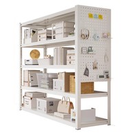 Étagère de rangement rose colorée pour la maison, panneau perforé, étagère multi-niveaux, support de rangement pour jouets, bibliothèque de cuisine, supermarché, bibliothèque