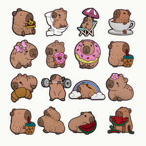 만화 캐피바라 캐릭터 클로그 슈즈 참 DIY 신발끈 참 장식 노백킹 키트 정원 신발 참 장식 키즈 대량 판매 - Product Image 1