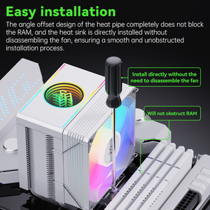 Refroidisseur d'air pour processeur PC SNOWMAN, 6 caloducs, refroidisseur de PC ITX, dissipateur thermique, <span class=keywords><strong>radiateur</strong></span>, PWM 4 broches, refroidisseur ARGB pour LGA1851 1700 1366 AM5 AM4 - Product Image 4