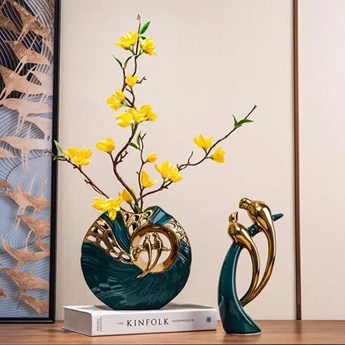 Nordic light luxury creative wine cabinet bird statue home bookshelf living room decor