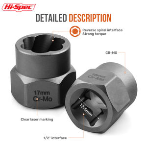 Juego de Llaves de Tubo de 11 Piezas de 8-19 mm, Cr-Mo, 1/2\", OEM ODM, Extractor de Tornillos y Pernos, Herramienta para Extraer Pernos Dañados - Product Image 3