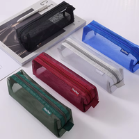 Sac à crayons en maille transparente en gros, pochette légère pour fournitures scolaires avec fermeture éclair pour étudiants, logo personnalisé pris en charge