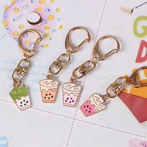 Lilangda sıcak Boba süt çay Vintage özel Logo emaye karabina anahtarlık Metal zanaat sevimli kabarcık çay anahtarlık - Product Image 4