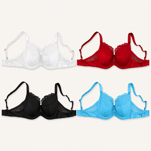 Soutien-gorge élégant à armatures avec dentelle, bonnet complet, bretelles réglables, fermeture dos en U, respirant, pour femme - Product Image 4