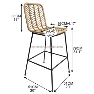 Chaise <span class=keywords><strong>de</strong></span> <span class=keywords><strong>bar</strong></span> tendance TUQ en <span class=keywords><strong>rotin</strong></span> PE tressé, hauteur 79 cm, pour balcon, comptoir et patio - Product Image 2