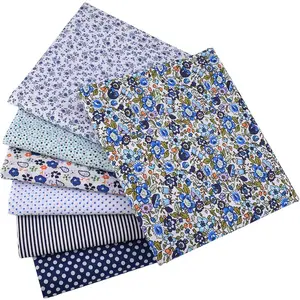 7 Pieces 20x20 inch Blue Fabric Bundles Floral Quilting Patchwork Floral Cotton Cloth for Quilting Sewing Crafting DIY Crafts