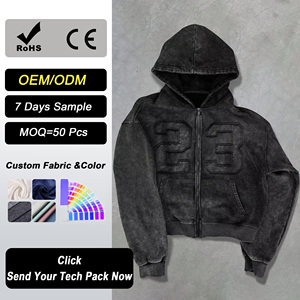 Sudadera con Capucha Extra Grande de Invierno de <span class=keywords><strong>500</strong></span> GSM con Diseño en Relieve 3D, Acabado Lavado al Ácido, Impresión Digital Personalizable - Product Image 1