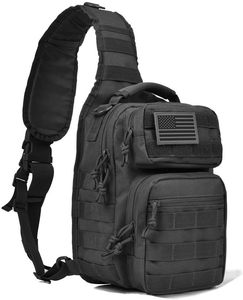 Sac à <span class=keywords><strong>bandoulière</strong></span> tactique camouflage Oxford 600D pour hommes et femmes, pour activités de plein air, avec sangle MOLLE, imperméable, <span class=keywords><strong>bandoulière</strong></span> rembourrée (noir) - Product Image 6
