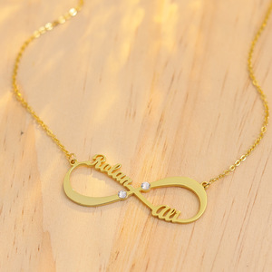 Coppie personalizzate personalizzate invia fidanzata e fidanzato intagliato infinito zircone nome ciondolo collane personalizzate a due nomi - Product Image 2